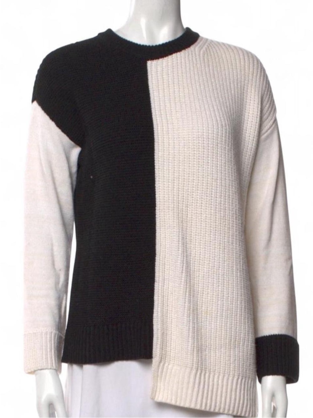 Alice + Olivia XS Black & Ivory Colorblock Knit Sweater